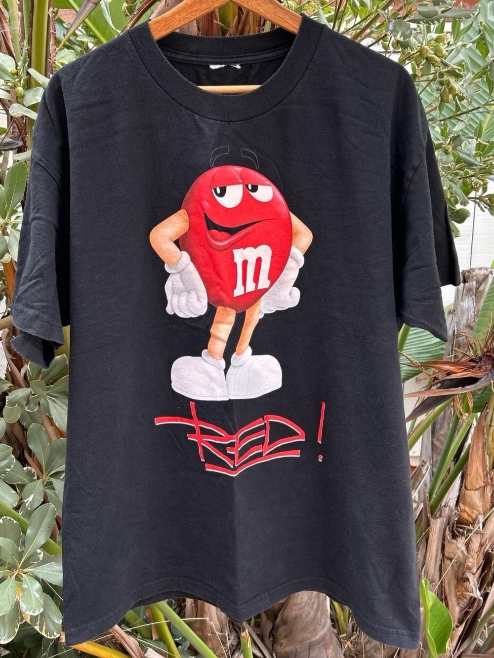 Vintage M&M’s Red Character Graphic T Shirt Men’s Fits XL Black Candy Promo